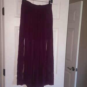 Purple 2 split maxi skirt
